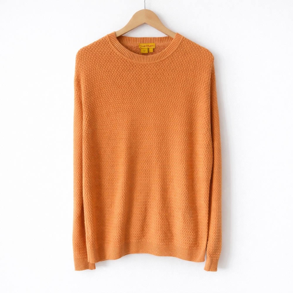 Tricots St Raphael Textured Knit Sweater Mens XL Peach Crewneck Classic Vintage